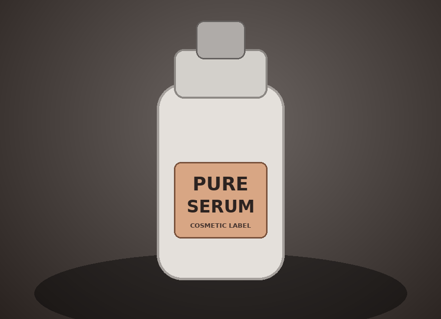 Serum bottle with a clean readable cosmetic product label
