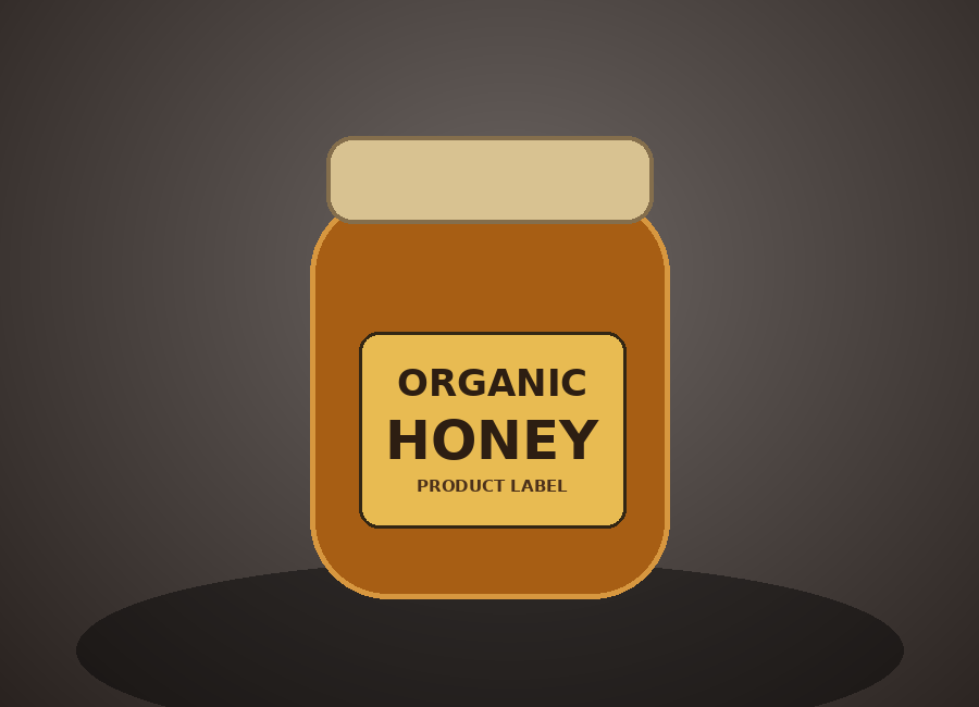 Honey jar with a clearly printed organic honey demonstration label