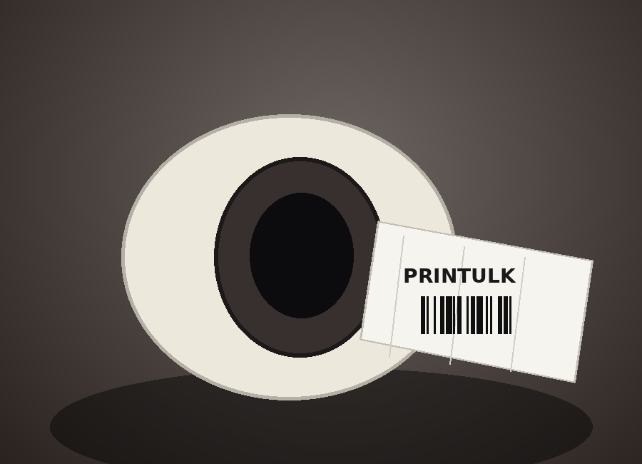 Roll of printed self adhesive labels in a studio setting